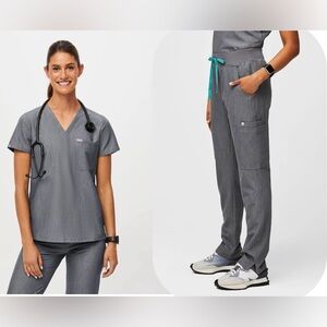 Figs Graphite Scrub Set Catarina Top & Yola Skinny Pants Sz Small